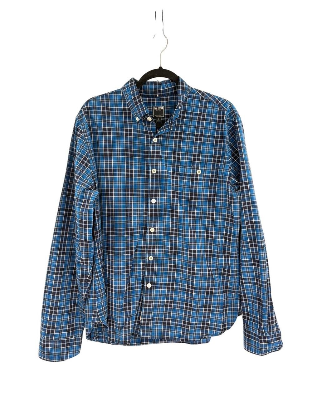 Todd Snyder Plaid Button Down Shirt Blue Navy Long Sleeve Cotton Men's Large